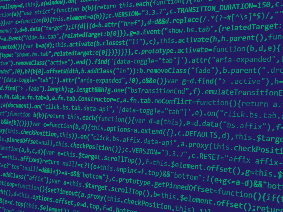 Close-up of a computer screen showing code in blue and green on dark backdrop. Image for article: "BlackRock Buys Preqin for $3.2B.