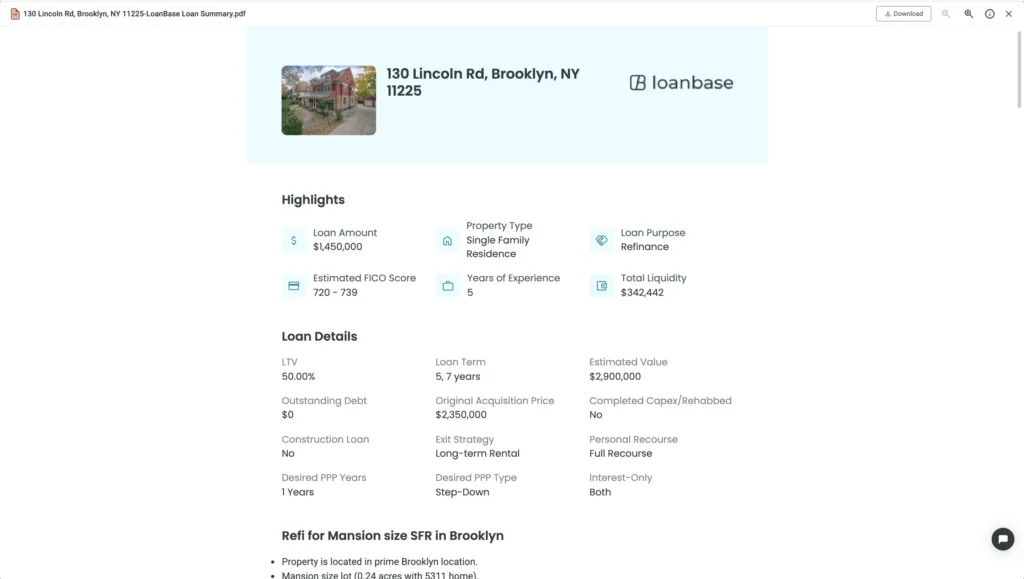 LoanBase loan summary