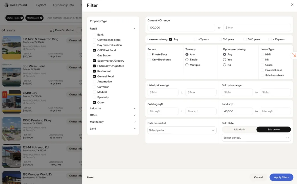 DealGround Advanced Search & Filtering Tools