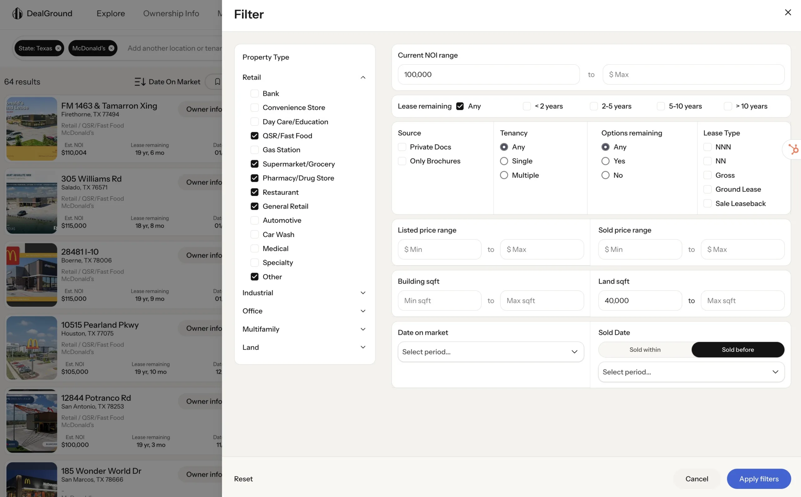 DealGround Advanced Search & Filtering Tools