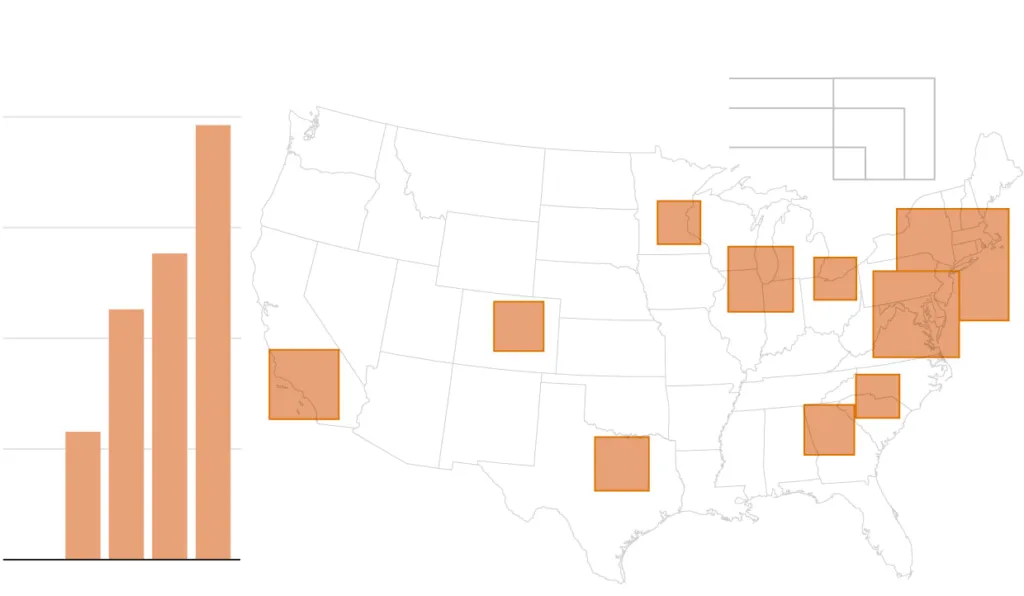 Chart: The US pipeline for office-to-residential conversions is expanding rapidly, with projects rising in top metro areas across the country.

Source: The Wall Street Journal