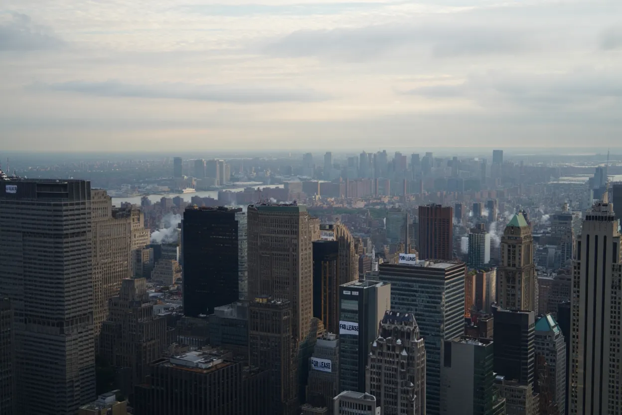 Manhattan office leasing fell 40% as large deals slowed. Midtown South and Downtown were hardest hit, but office rents continued to climb.