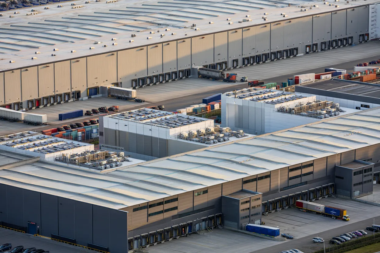 Industrial demand rises as US reindustrialization fuels warehouse and data center growth, with Blackstone leading investments in the sector.