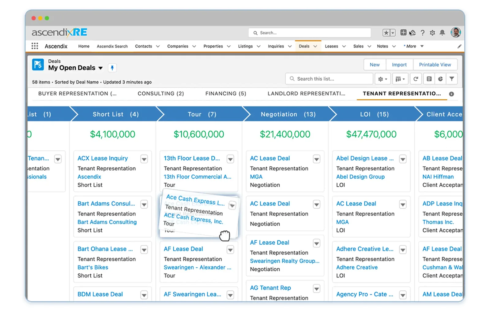 AscendixRE deal and pipeline management