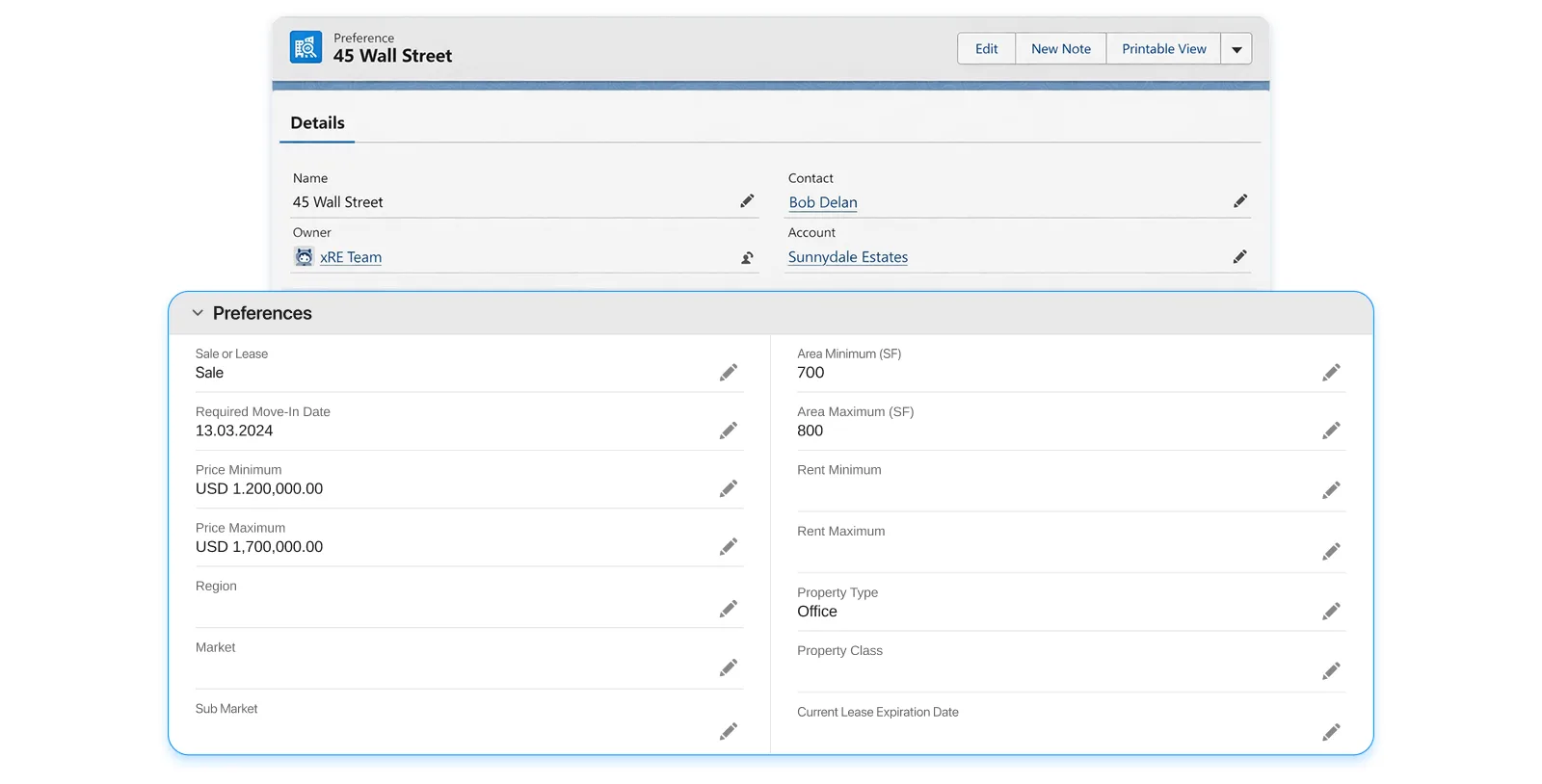 AscendixRE requirements and preferences tracking