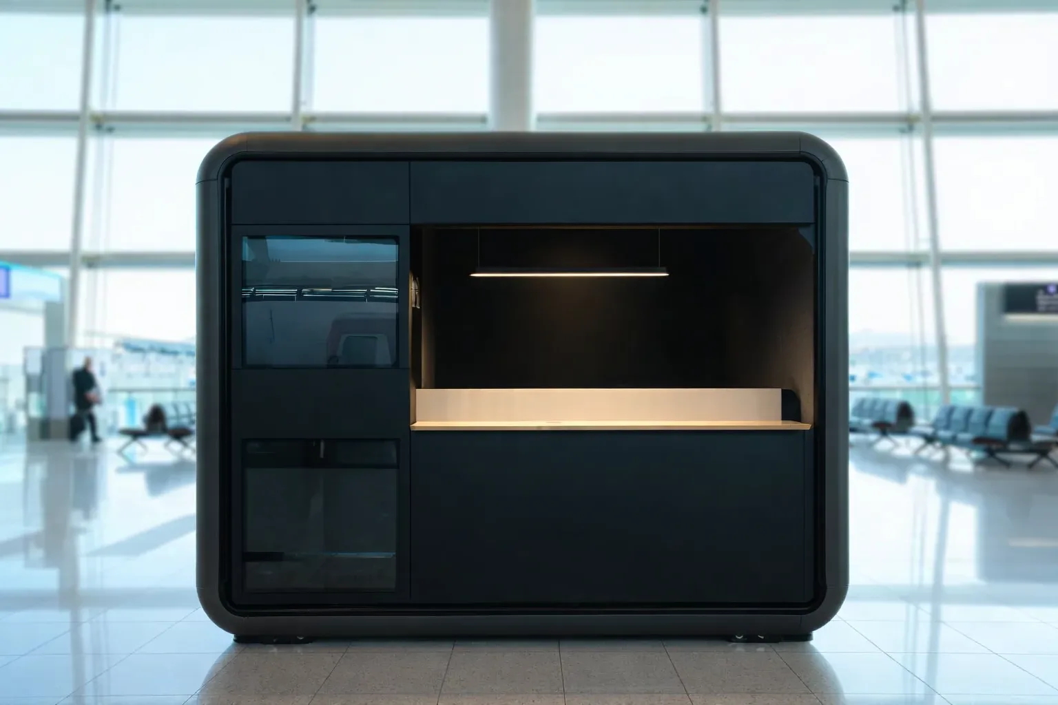 WeWork Go launches office pods in airports, hotels, and convention centers, targeting demand for flexible, on-demand workspace access.