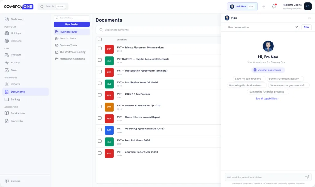 covercy one documents and neo assistant