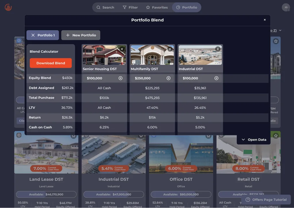 1031 Crowdfunding Portfolio Blend Calculator