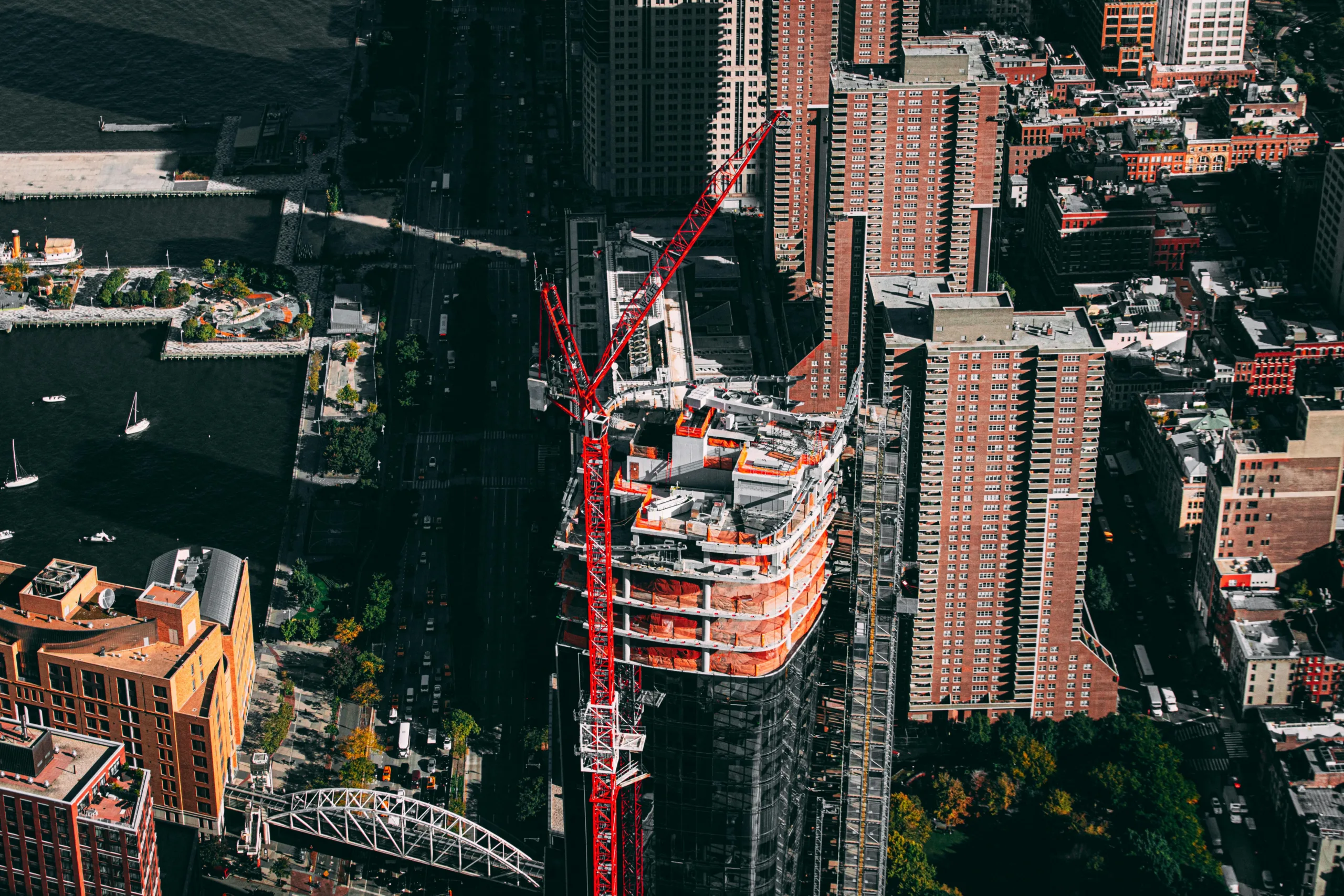 Park Avenue Midtown construction site aerial
