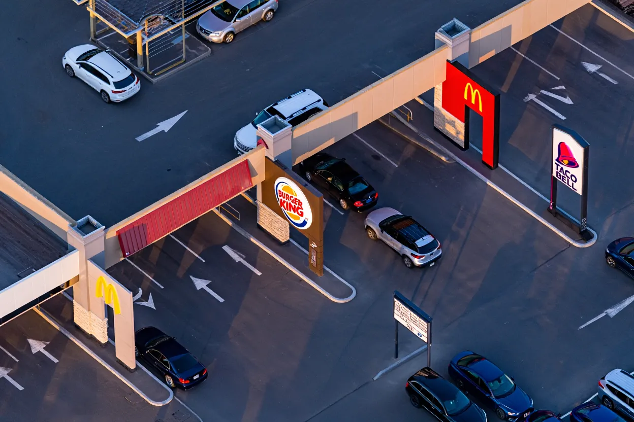 Drive-thru traffic is slipping as diners seek experiences, raising risks for net lease assets and convenience-based outparcels.