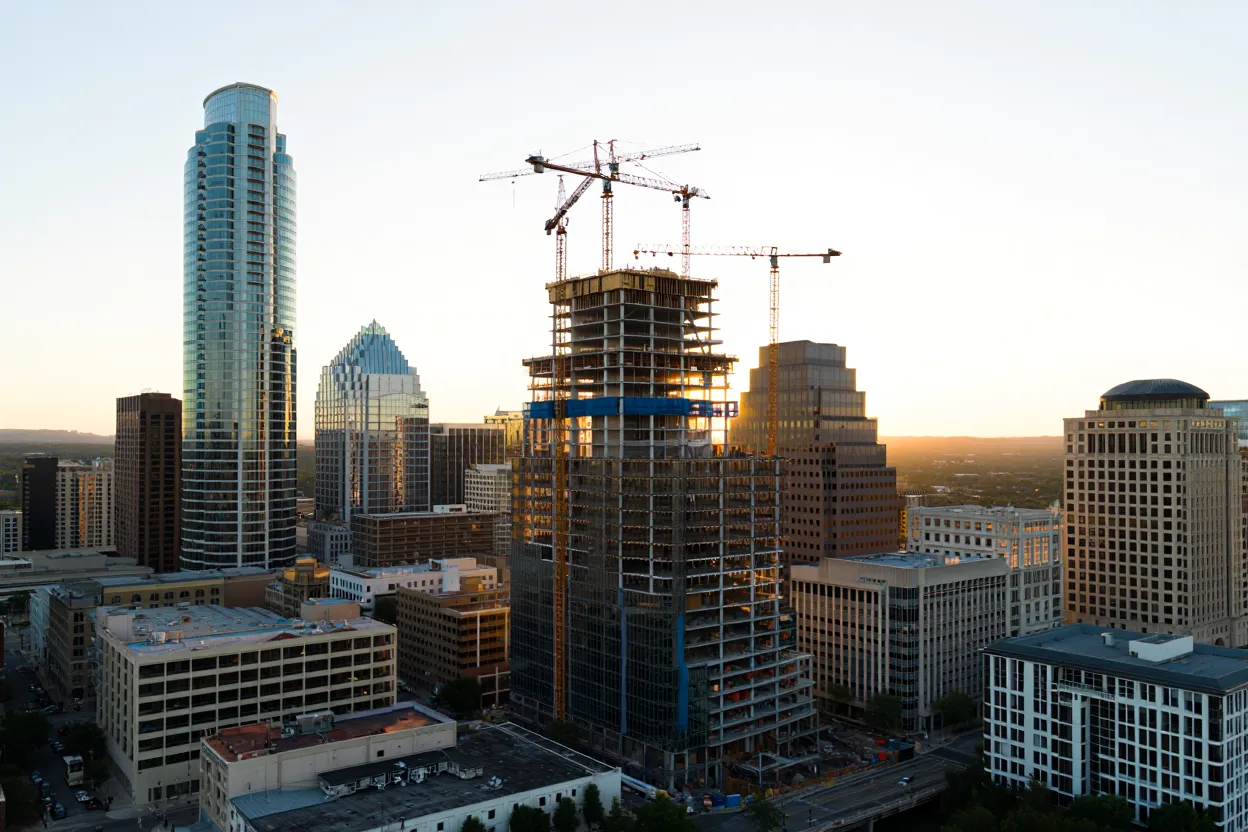 Austin office vacancy fell to 20.6% in Q2 2026 as steady absorption and slowing supply offset softer leasing and rents, per Colliers.