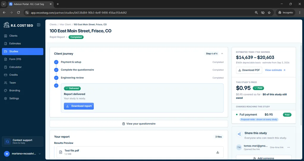 R.E. Cost Seg Reports and CPA-Ready Deliverables