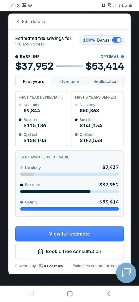 RE Cost Seg cost segregation calculator