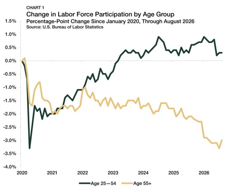 Change in Labor Force Participation by Age Group